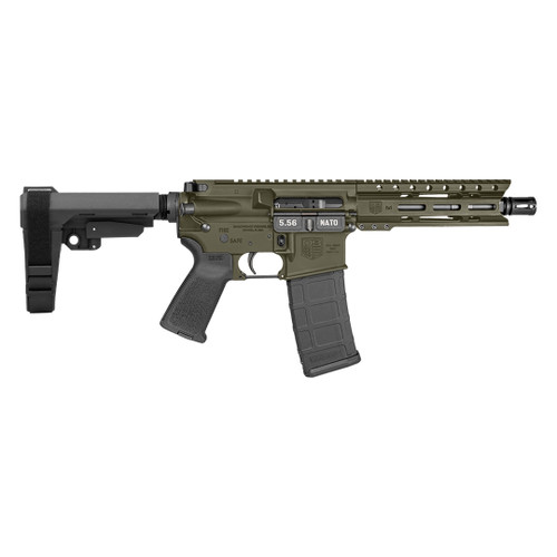 Diamondback DB15 5.56mm 30rd,7" Olive Drab Green Cerakote Heavy Barrel 6" M-Lok Handguard 7075-T6 Aluminum SBA3 Brace Magpul MOE Grip