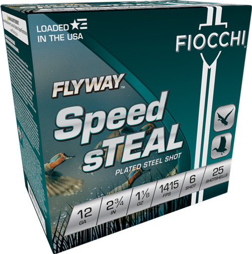 Fiocchi Speed Steal Flyway 12 Ga, 2.75", 1 1/8 Oz, 6 Shot, 25rd Box