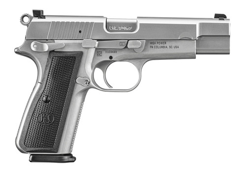 FN High Power 9mm, 4.7" Barrel, Stainless Steel, Black Polymer Grip, 10rd
