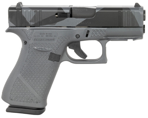 Glock G43X 9mm, 3.41" Barrel, Urban Dazzle Grey Slide, Grey Mesh Stippling Grip, 10rd