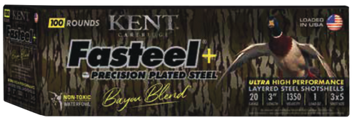 Kent Cartridge Fasteel South Exclusive Bayou Blend 20 Ga, 3", 1 Oz, 3×5 Shot, 200rd Case
