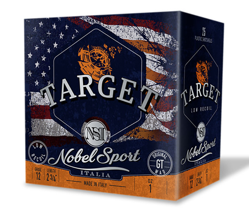 Nobel Sport Target Low Recoil 12 Ga, 2.75", 1oz, 8 Shot, 250rd Box