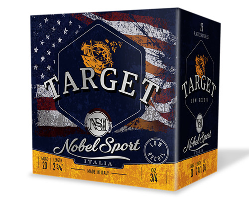 Nobel Sport Target Low Recoil 20 Ga, 2.75", 3/4 Oz, 8 Shot, 25rd Box