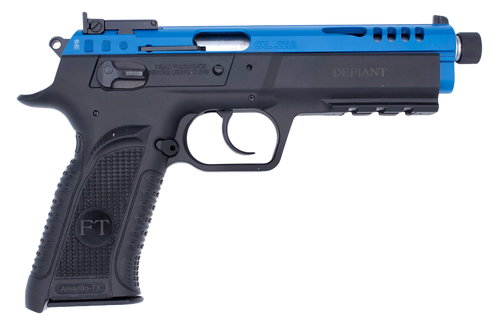 Tanfoglio Defiant Force 22 LR, 4.4" Barrel, Blue Slide, Black Frame, 10rd
