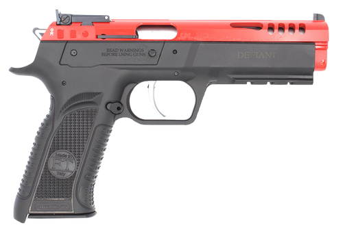 Tanfoglio Defiant Force 22 LR, 4.4" Threaded Barrel, Red Slide, Black Frame, 10rd